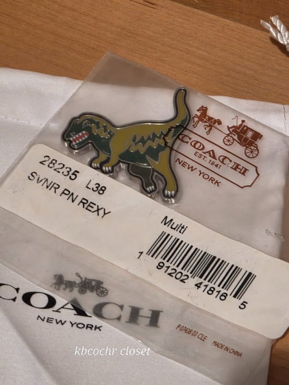 Coach Rexy Dinosaur Enamel Souvenir Pin - Rare & Collectible (Style 28235)